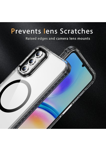 Samsung Galaxy S24 Fe Için Magsafe-Siyah ile Uyumlu Lens Kickstand Kapaklı Şeffaf Telefon Kılıfı (Yurt Dışından) modelleri
