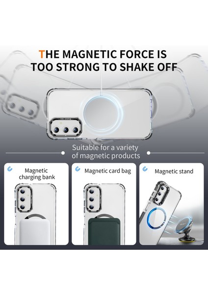 Samsung Galaxy S24 Fe Için Magsafe-Siyah ile Uyumlu Lens Kickstand Kapaklı Şeffaf Telefon Kılıfı (Yurt Dışından) indirimleri