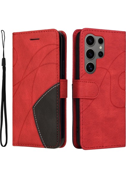 Kt Deri Serisi-1 Samsung Galaxy S25 Ultra Deri Kılıf Renk Ekleme Telefon Kapak Cüzdan Standı-Kırmızı (Yurt Dışından)