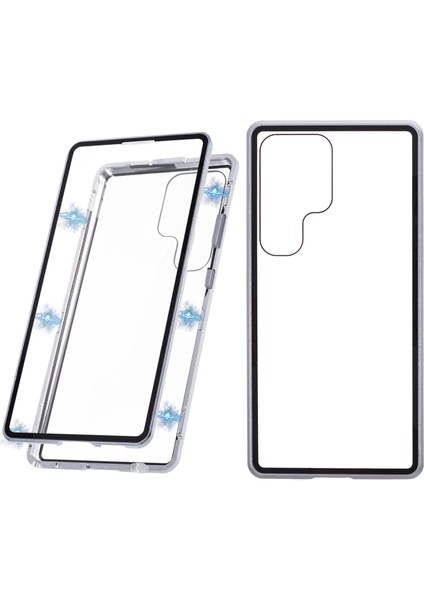 Samsung Galaxy S25 Ultra Kılıf Manyetik Tam Koruma Şeffaf Telefon Kapağı-Gümüş (Yurt Dışından)