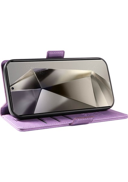 Yıkatu YK-005 Samsung Galaxy S25 Ultra Kılıf Pu Deri Cüzdan Telefon Kapak Cilt Dokunmatik Duygu-Mor (Yurt Dışından)