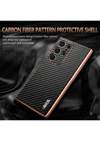 Samsung Galaxy S24 Ultra Kılıf Elektro Kaplama Karbon Fiber Doku Pu+Tpu Telefon Kapağı-Mavi (Yurt Dışından) fiyatları
