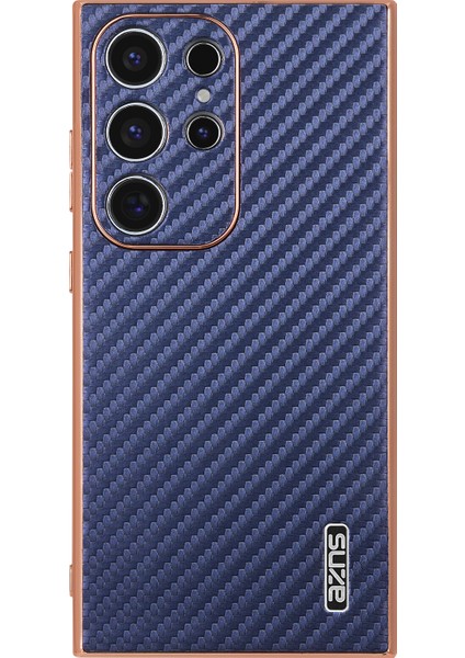 Samsung Galaxy S24 Ultra Kılıf Elektro Kaplama Karbon Fiber Doku Pu+Tpu Telefon Kapağı-Mavi (Yurt Dışından) indirimleri