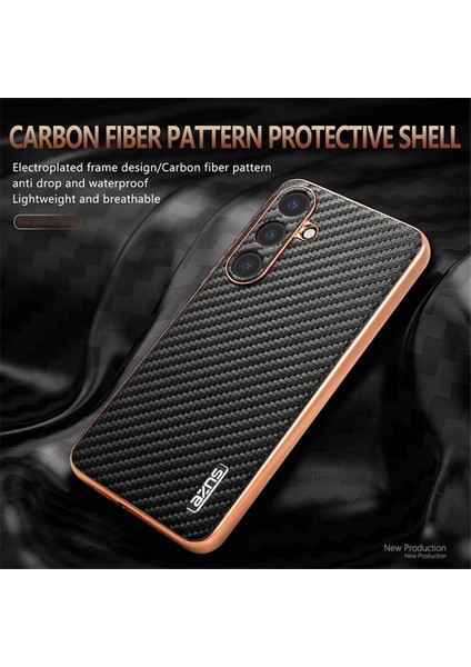 Samsung Galaxy S24 Kılıf Elektro Kaplama Karbon Fiber Doku Pu+Tpu Telefon Kapağı-Yeşil (Yurt Dışından)