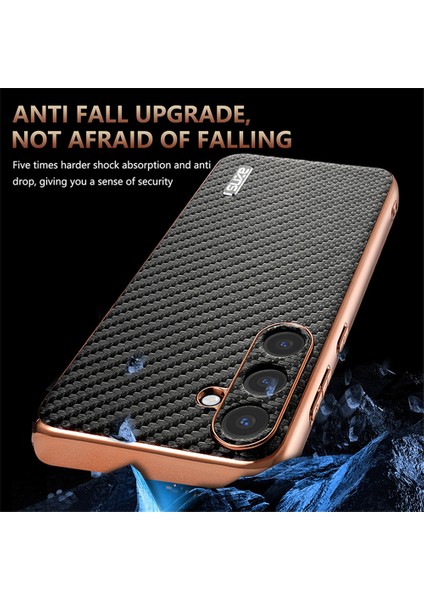 Samsung Galaxy S24 Kılıf Elektro Kaplama Karbon Fiber Doku Pu+Tpu Telefon Kapağı-Yeşil (Yurt Dışından)