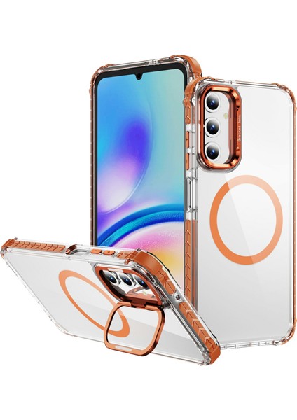 Samsung Galaxy S24 Fe Için Magsafe-Turuncu ile Uyumlu Lens Destekli Kapaklı Şeffaf Telefon Kılıfı (Yurt Dışından)