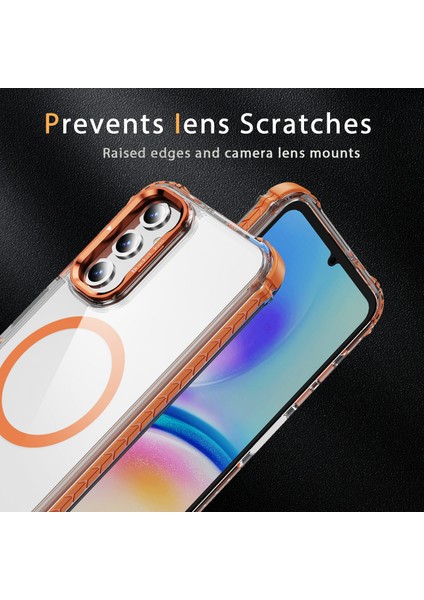 Samsung Galaxy S24 Fe Için Magsafe-Turuncu ile Uyumlu Lens Destekli Kapaklı Şeffaf Telefon Kılıfı (Yurt Dışından) modelleri