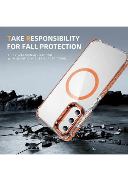 Samsung Galaxy S24 Fe Için Magsafe-Turuncu ile Uyumlu Lens Destekli Kapaklı Şeffaf Telefon Kılıfı (Yurt Dışından) fırsatları