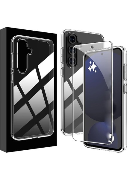Samsung Galaxy S24 Fe Şeffaf Tpu Çizilmez Telefon Kılıfı + 2.5d Ark Kenar Ekran Koruyucu Için (Yurt Dışından)