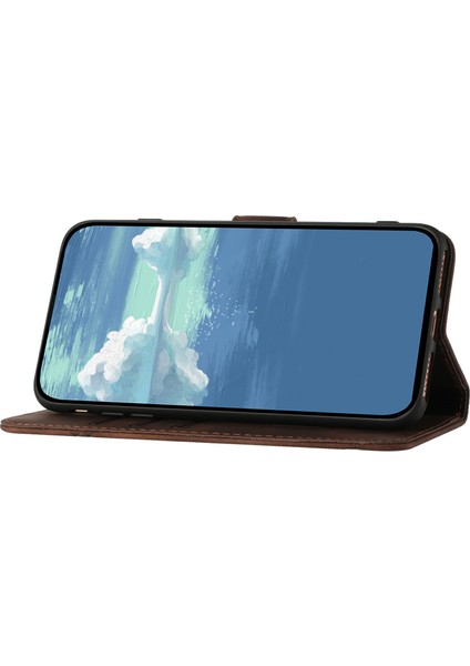 YX0040 Samsung Galaxy S25 Ultra Kılıf Deri Telefon Kılıfı Geometri Desen-Kahve (Yurt Dışından)