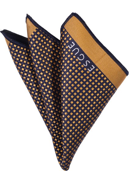 Hand Made Sarı Lacivert Kravat & Mendil & Kol Düğmesi Hediye Seti indirimleri