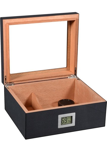 Karbon Fiber Camlı Dijital Humidor Puro Kutusu RD06X