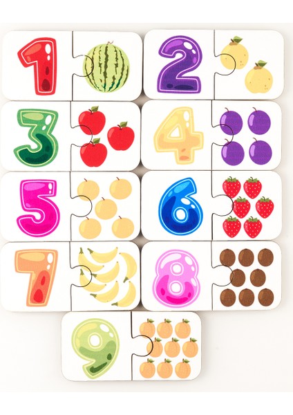 Ikili Rakamlar Ahşap Puzzle 18 Parça
