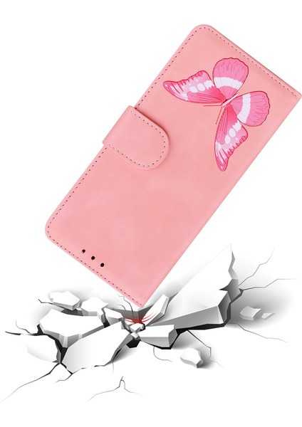 Samsung Galaxy S25 Ultra Standlı Kılıf Pu Deri Telefon Kılıfı Baskılı-Pembe (Yurt Dışından)