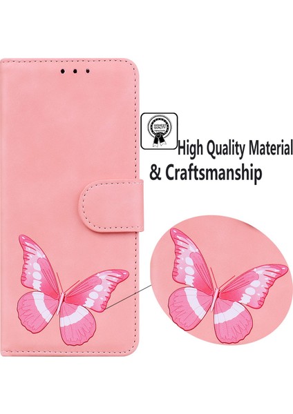 Samsung Galaxy S25 Ultra Standlı Kılıf Pu Deri Telefon Kılıfı Baskılı-Pembe (Yurt Dışından)