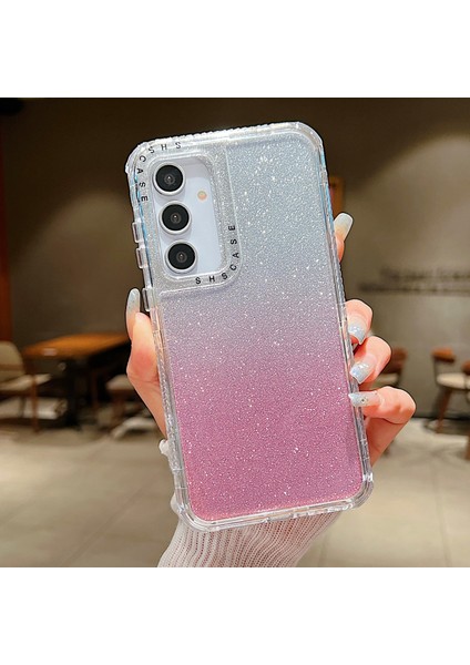 Samsung Galaxy A55 5g Kılıf Parıltılı Tasarım Pc+Tpu Darbeye Dayanıklı Telefon Kapağı-Pembe (Yurt Dışından)