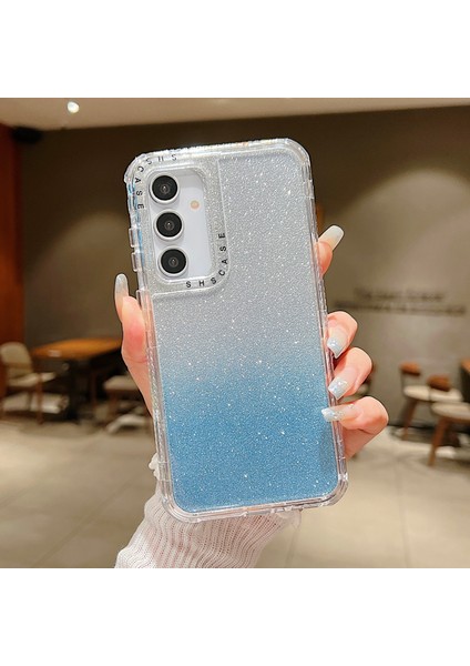 Samsung Galaxy A55 5g Kılıf Parıltılı Tasarım Pc+Tpu Darbeye Dayanıklı Telefon Kapağı-Mavi (Yurt Dışından)