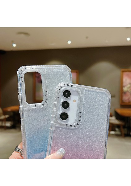 Samsung Galaxy A55 5g Kılıf Parıltılı Tasarım Pc+Tpu Darbeye Dayanıklı Telefon Kapağı-Mavi (Yurt Dışından)