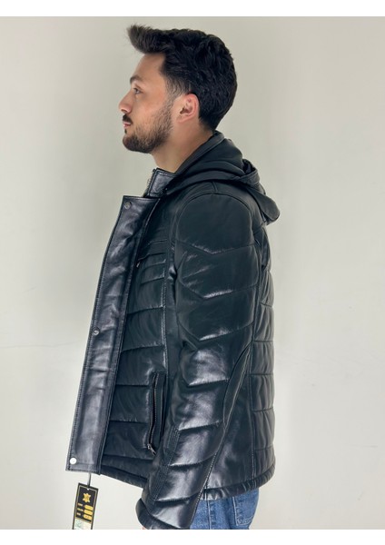 Kapüşonlu Deri Ceket