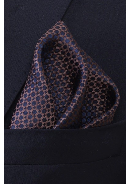 Hand Made Desenli Kahve Lacivert Kravat & Mendil & Kol Düğmesi Hediye Seti indirimleri