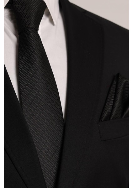 Hand Made Desenli Siyah Kravat & Mendil & Siyah Kol Düğmesi Hediye Seti modelleri