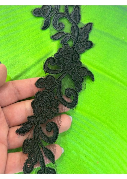 Siyah Güpür Nakış Işleme Aplike Dikiş Aksesuarı 32X8 cm fiyatları