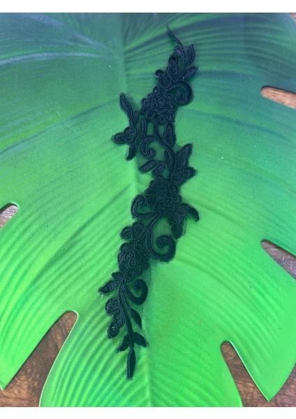 Siyah Güpür Nakış Işleme Aplike Dikiş Aksesuarı 32X8 cm modelleri