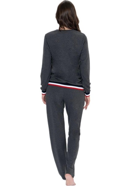 Kadın Antrasit Melanj Pijama Takım 20110 modelleri