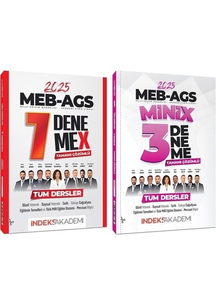 Indeks Akademi 2025 Meb-Ags Tüm Dersler 7+3 Minix Denemex 2 Li Set Indeks Akademi Yayıncılık