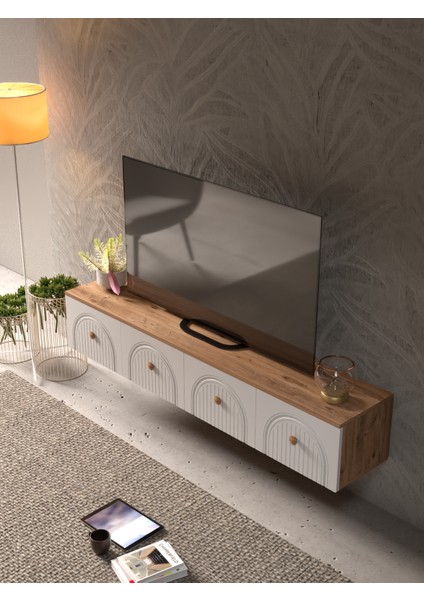 Bohem 180 cm 4 Kapaklı Duvar Tv Ünitesi Mdf Kapak