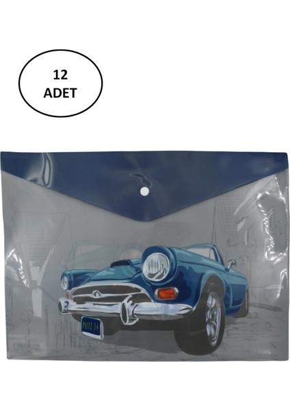 Desenli A4 Çıtçıtlı Dosya 2 Taşıt Desenli (12 Li Paket)