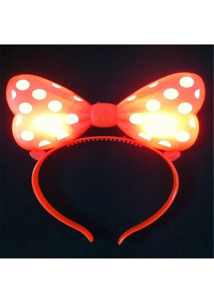 Kırmızı Işıklı Taç Red Headband LED Light Kırmızı Minnie Mouse Işıklı Taç Kırmızı Miki Taç Parti Tacı