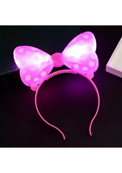Pembe Işıklı Taç Pink Headband LED Light Pembe Minnie Mouse Işıklı Taç Pembe Miki Taç Konser Işıkları