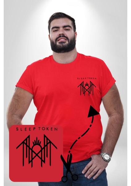 Sleep Token Kırmızı Büyük Beden Kadın Basic Minimal Baskılı Tişört