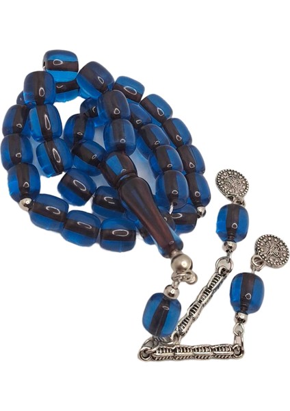 Kapsül Kesim Mavi Özel Püsküllü Toz Kehribar Tesbih modelleri