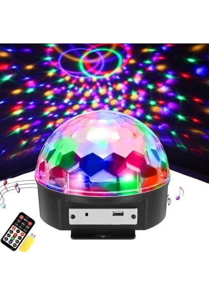 Sld-93 Renkli LED Disko Topu Sahne Işığı Veren Bluetooth Hoparlör Siyah