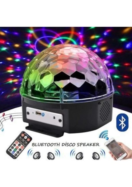 Sld-93 Renkli LED Disko Topu Sahne Işığı Veren Bluetooth Hoparlör Siyah