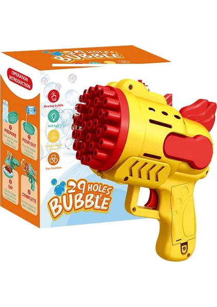 LED Light 29 Holes Bubbles Gun 29 Delikli Çoklu Köpük Atan Tabanca Sarı Köpük Tabancası Pilli Tabanca