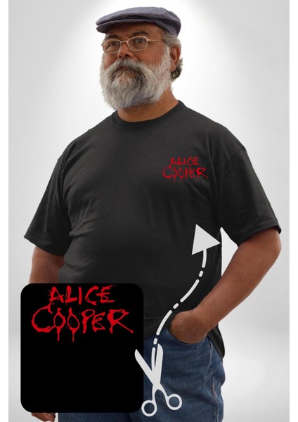 Alice Cooper Rock Solist Metalin Babası From The Inside Içeriden 1978 Siyah Büyük Beden Kadın Basic Minimal Baskılı Tişört