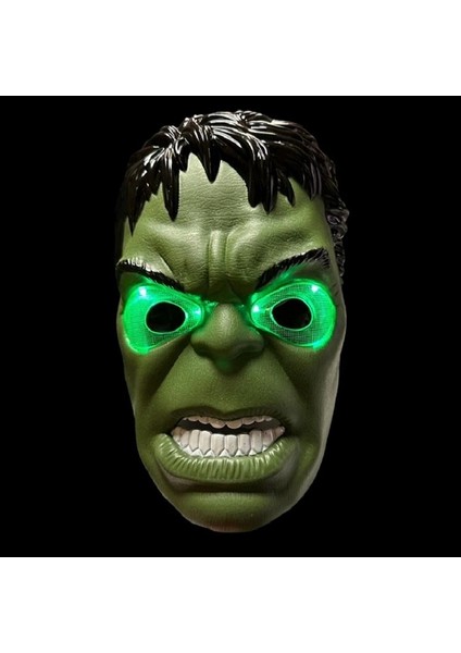 LED Işıklı Maske Işıklı Hulk Maskesi LED Light Hulk Mask Yeşil Adam Maskesi Işıklı Cadılar Bayramı Maskesi