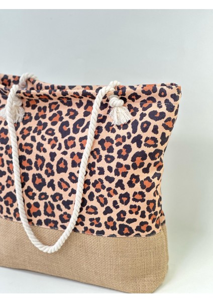 Leopard Desenli Plaj Çantası