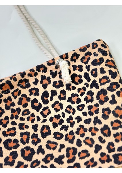 Leopard Desenli Plaj Çantası