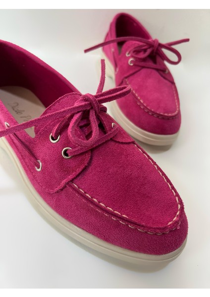 Kadın Fuşya Süet Düz Taban Bağcıklı Loafer Günlük Ayakkabı Bonk fiyatları