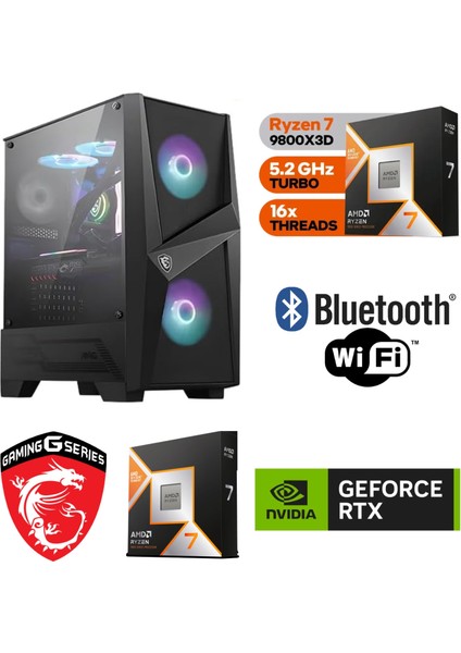 Şafak - Gaming Pc Ddr5 - Rtx 4070 12 GB – Ryzen 7 9800X3D – 32 GB Ddr5 Ram – 1 Tb M.2 SSD – Windows 11 Pro – Sıvı Sogutmalı