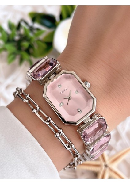Özel Tasarım Vintage Seri Taşlı Kordon Model Kadın Kol Saati+Bileklik Hediyeli CL8888.S06