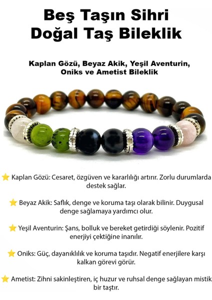 Doğal Taş Shirli 5 Taş Bileklik