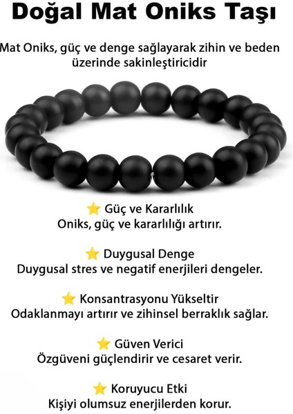 Mat Siyah Oniks Doğal Taş Bileklik