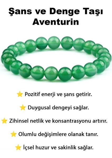 Aventurin Doğal Taş Bileklik - Erkek & Kadın Doğal Takı 8mm