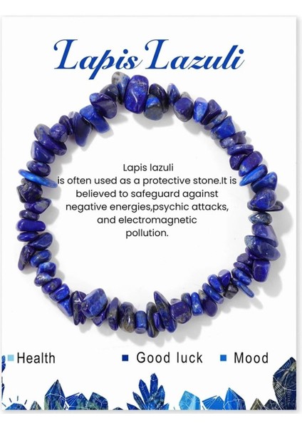 Doğaltaş Lapis Luzili Ipli Ayarlanabilir Charm Bileklik Şık Enerji Stres Başarı Bilekliği