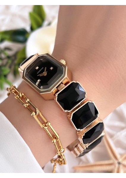 Özel Tasarım Vintage Seri Taşlı Kordon Model Kadın Kol Saati+Bileklik Hediyeli CL8888.S07 fiyatları